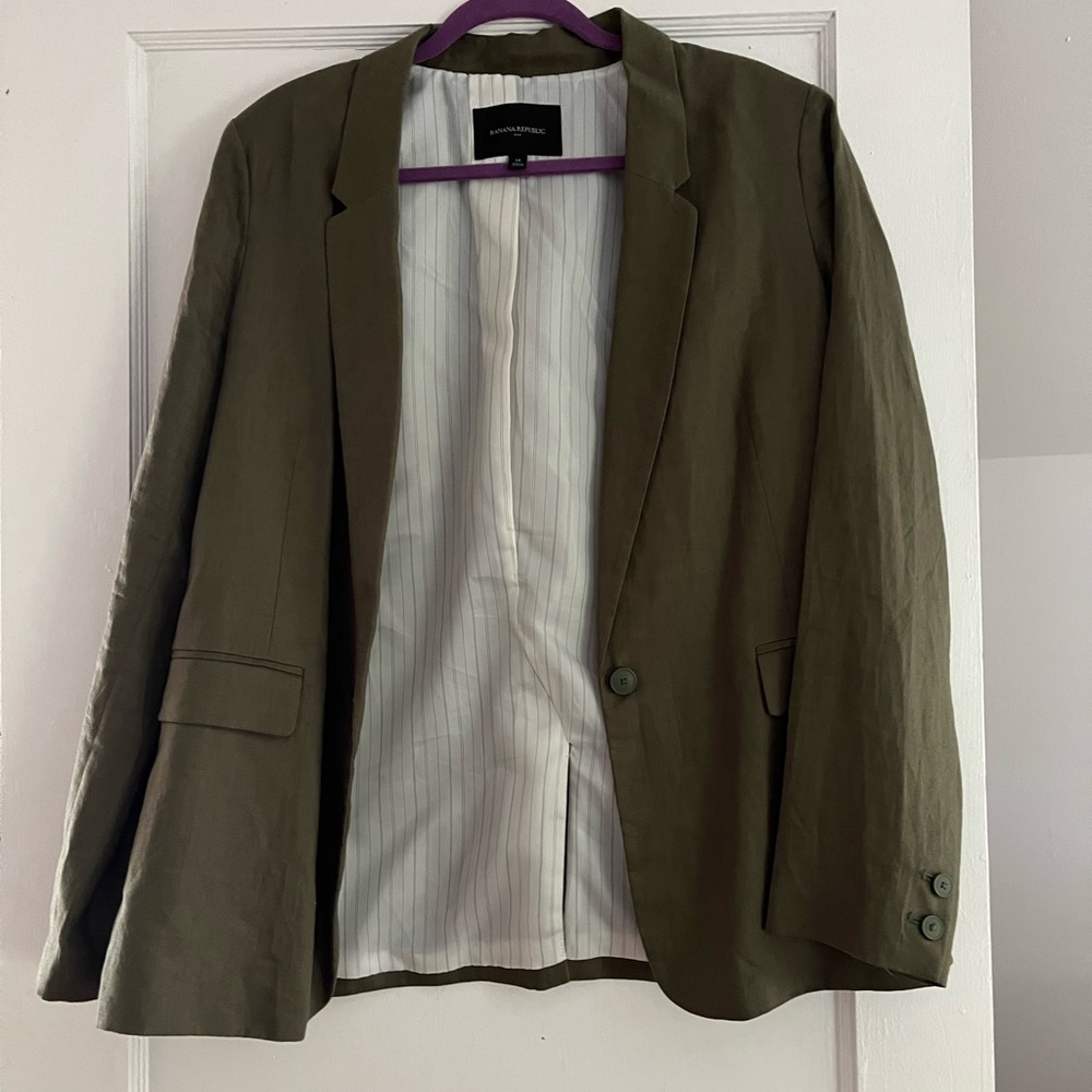 Green Linen Banana Republic Blazer